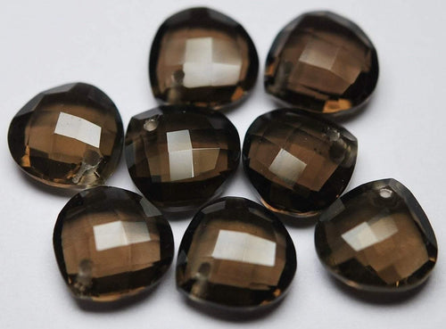 4 Matched Pair,Front Drilled Smoky Quartz Faceted Heart Shape Briolettes 12mm - Jalvi & Co.