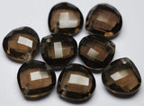 4 Matched Pair,Front Drilled Smoky Quartz Faceted Heart Shape Briolettes 12mm