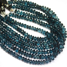 Load image into Gallery viewer, 4&quot; Natural London Blue Topaz Faceted Rondelle Loose Gemstone Beads Strand 6.5mm - Jalvi &amp; Co.