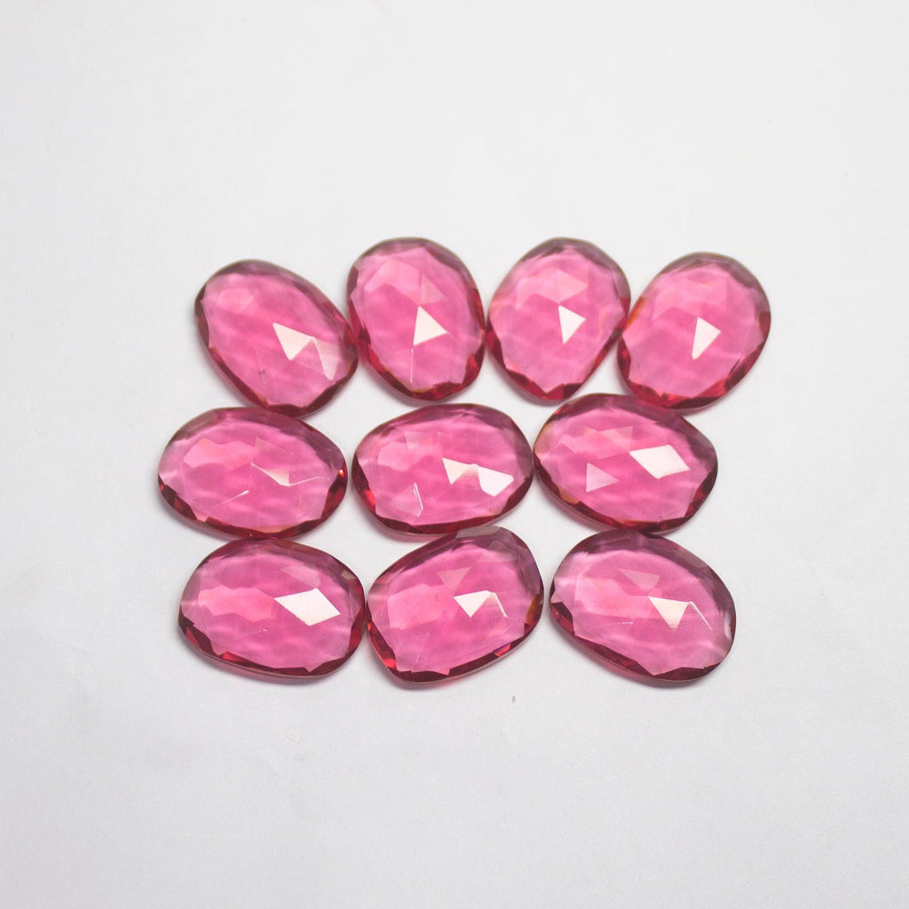 4 Pcs Rubellite Pink Quartz Checker Fancy Oval Shape Loose Gemstone 22x16mm - Jalvi & Co.