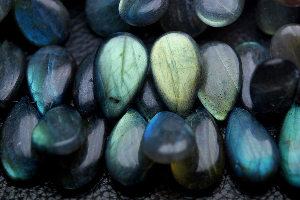 4 Pcs,Superb-Finest Quality Labradorite Smooth Pear Shape Briolettes, 16X25mm Size - Jalvi & Co.