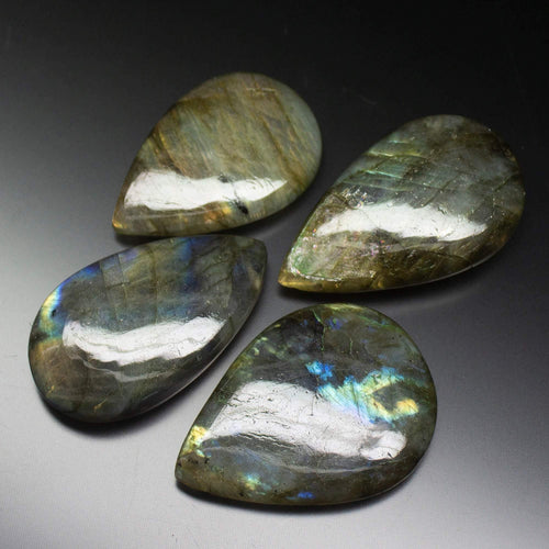 4 pieces, 31-35mm, Labradorite Smooth Pear Drops Briolette Loose Gemstone Beads, Labradorite Beads - Jalvi & Co.