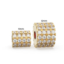 Load image into Gallery viewer, 4 Row French Pave Diamond Gold Beads / Handmade Diamond Rondelle Beads / Diamond Round Beads / Solid Gold Diamond Spacer Findings - Jalvi &amp; Co.