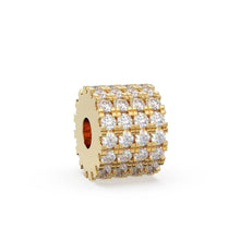 Load image into Gallery viewer, 4 Row French Pave Diamond Gold Beads / Handmade Diamond Rondelle Beads / Diamond Round Beads / Solid Gold Diamond Spacer Findings - Jalvi &amp; Co.