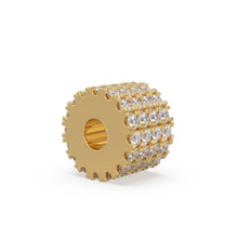 Load image into Gallery viewer, 4 Row French Pave Diamond Gold Beads / Handmade Diamond Rondelle Beads / Diamond Round Beads / Solid Gold Diamond Spacer Findings - Jalvi &amp; Co.