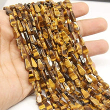 Load image into Gallery viewer, 4 Strand AAA Natural Tigers Eye Flat Pear Loose Drop Beads Strand 9mm 10mm 13&quot; - Jalvi &amp; Co.