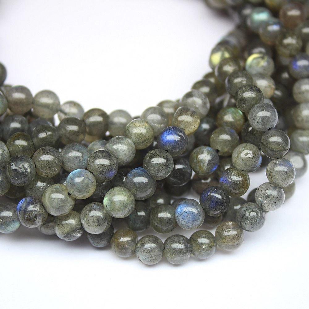 4 Strand Labradorite Natural Smooth Round Loose Gemstone Beads 14" 6mm - Jalvi & Co.