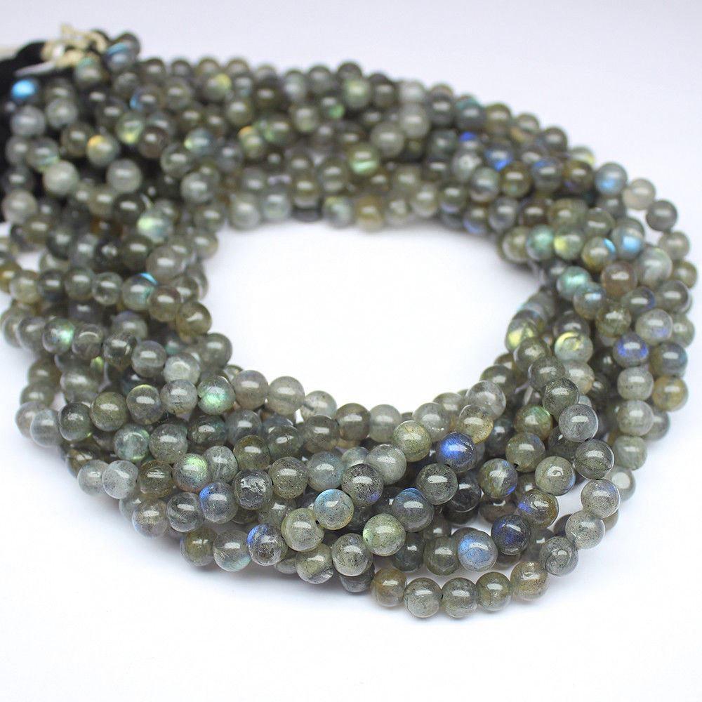 4 Strand Labradorite Natural Smooth Round Loose Gemstone Beads 14" 6mm - Jalvi & Co.