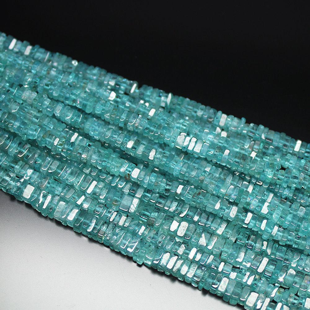 4 Strand Natural Blue Apatite Smooth Heishi Wheel Beads 4.5mm 5mm 9inches - Jalvi & Co.