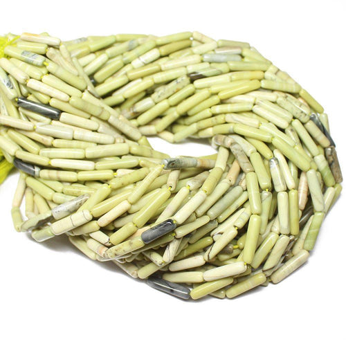 4 Strand Natural Green Opal Smooth Tube Gemstone Beads Strand 13