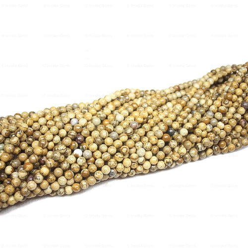 4 Strand Natural Picture Jasper Smooth Ball Round Loose Spacer Beads 15