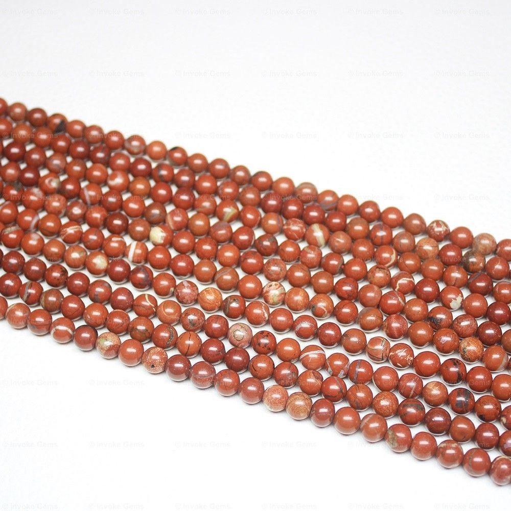 4 Strand Natural Red Jasper Smooth Round Ball Gemstone Loose Beads 6mm 15" - Jalvi & Co.