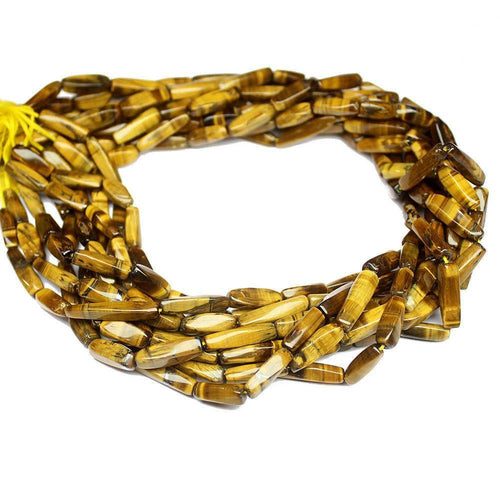 4 Strand Natural Tigers Eye Twisted Tube Loose Gemstone Beads 13