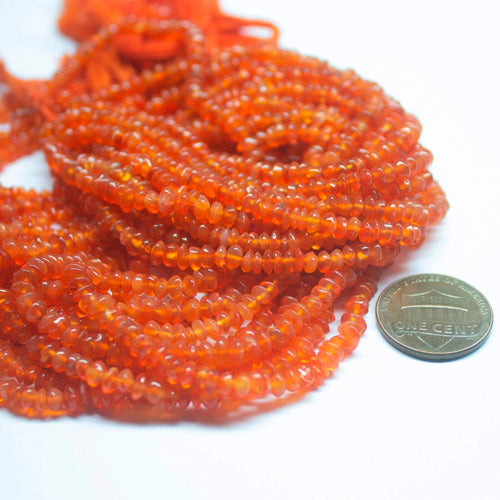 4 Strand Orange Carnelian Smooth Rondelle Loose Gemstone Spacer Beads 14