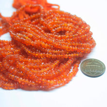 Load image into Gallery viewer, 4 Strand Orange Carnelian Smooth Rondelle Loose Gemstone Spacer Beads 14" 3-4mm - Jalvi &amp; Co.