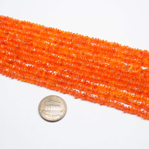 4 Strand Orange Carnelian Smooth Rondelle Loose Gemstone Spacer Beads 14