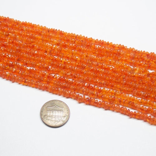4 Strand Orange Carnelian Smooth Rondelle Loose Gemstone Spacer Beads 14