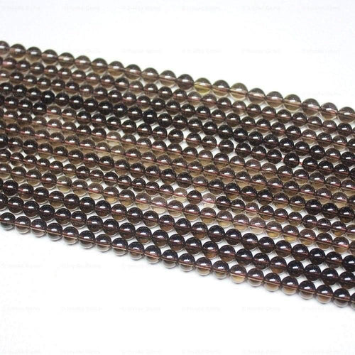 4 Strand Smoky Quartz Natural Brown Smooth Ball Round Loose Gemstone Beads Strand 15