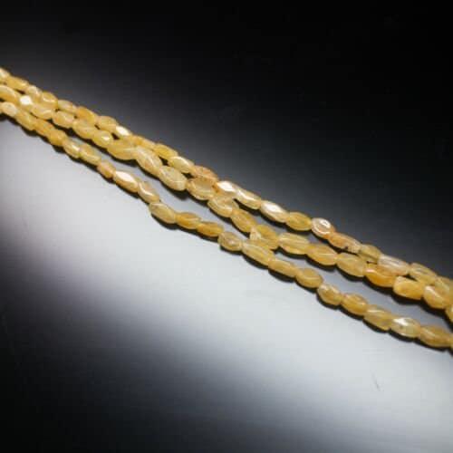 4 Strand Yellow Jade Faceted Rectangle Nugget Gemstone Loose Beads 14