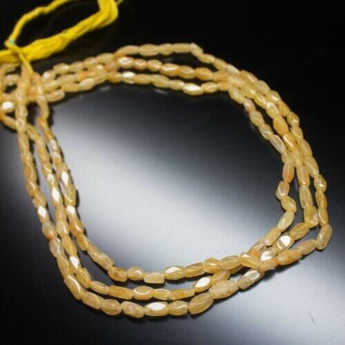 4 Strand Yellow Jade Faceted Rectangle Nugget Gemstone Loose Beads 14