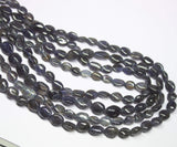 4 strands, 13 inch, 7-11mm, Natural Blue Iolite Smooth Oval Briolette Shape Gemstone Beads