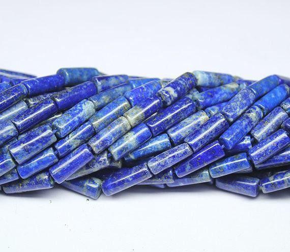 4 Strands Lapis Lazuli Smooth Tube Gemstone Loose Beads Strand 10mm 11mm 13" - Jalvi & Co.