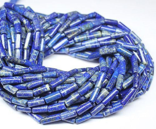4 Strands Lapis Lazuli Smooth Tube Gemstone Loose Beads Strand 10mm 11mm 13