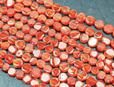 4 Strands Orange Carnelian Smooth Flat Round Coin Beads Strand 13