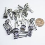 4 Tribal Bead Caps Antique Silver Tone Cone Charm