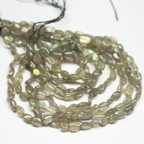 4 x 13 inch, 6mm 7mm, Blue Labradorite Smooth Oval Beads, Labradorite Beads - Jalvi & Co.