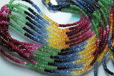 4 X 16 Inch Natural Multi Precious Faceted Emerald, Ruby, Blue Sapphire,Yellow Sapphire,Pink Sapphire 3.25-3.5mm