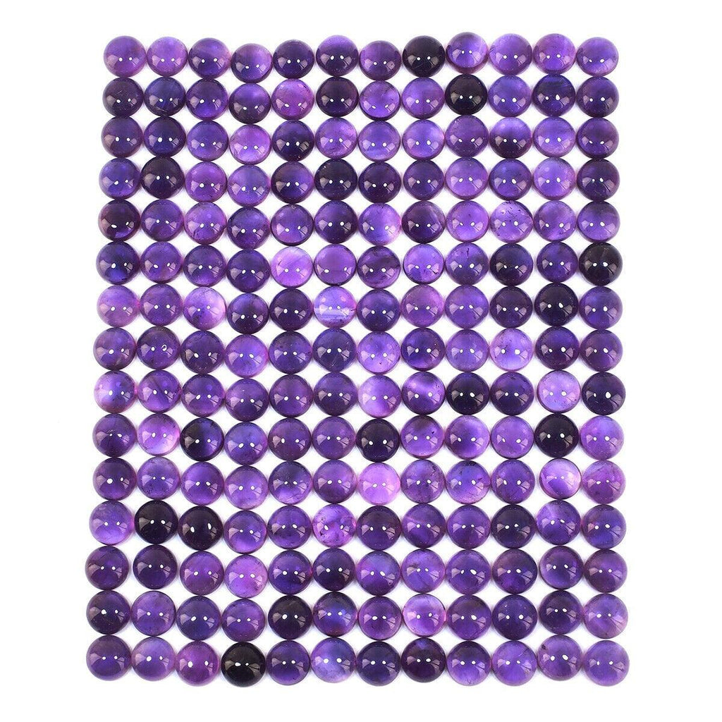 40 Pcs Natural Amethyst 9mm Round Stunning Purple Loose Cabochon Gemstones Lot - Jalvi & Co.