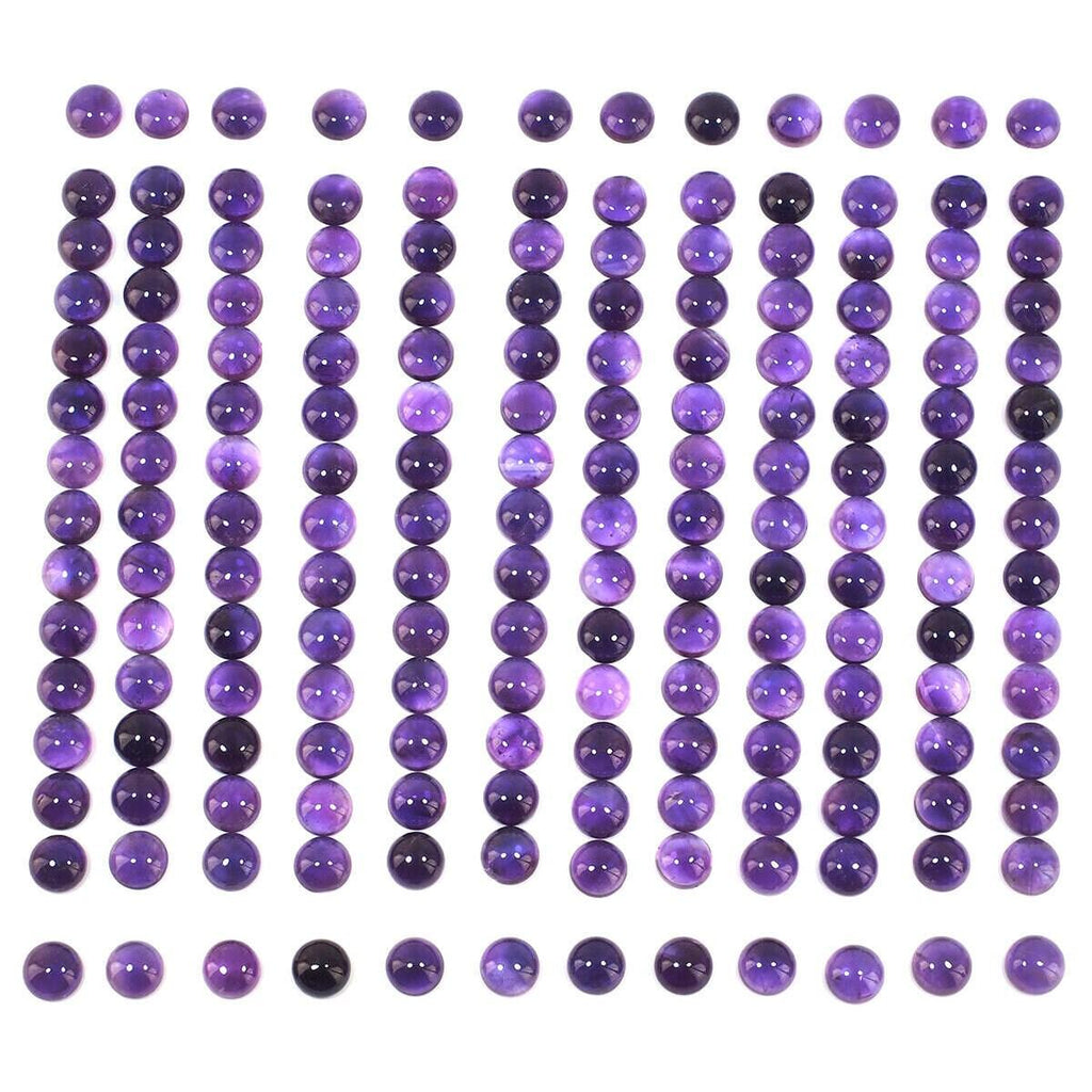 40 Pcs Natural Amethyst 9mm Round Stunning Purple Loose Cabochon Gemstones Lot - Jalvi & Co.