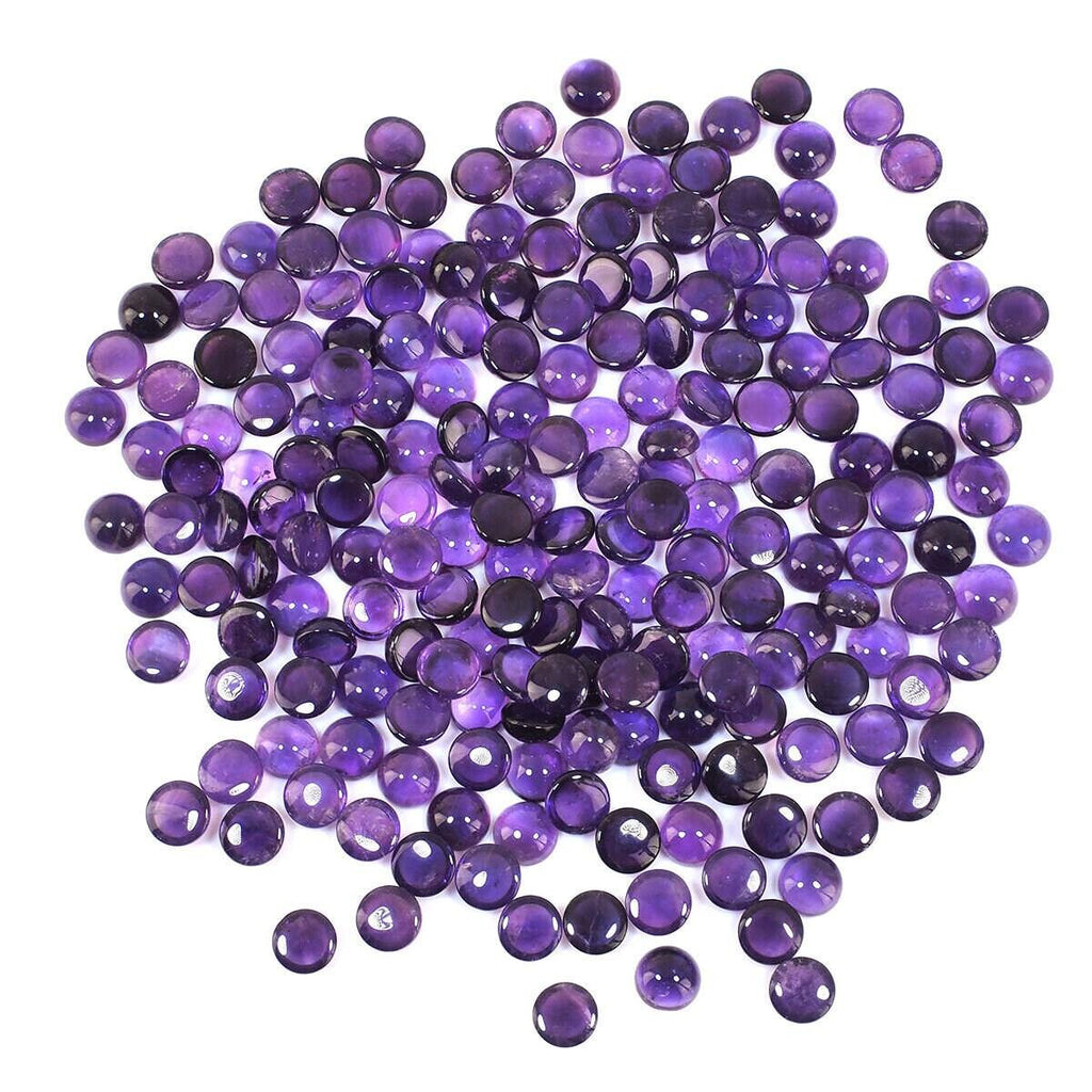 40 Pcs Natural Amethyst 9mm Round Stunning Purple Loose Cabochon Gemstones Lot - Jalvi & Co.