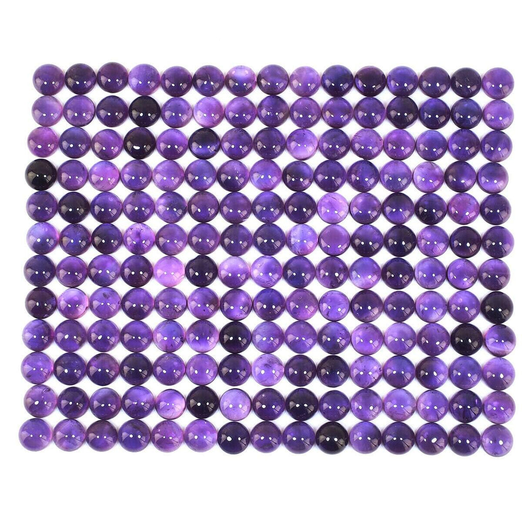 40 Pcs Natural Amethyst 9mm Round Stunning Purple Loose Cabochon Gemstones Lot - Jalvi & Co.