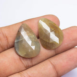 41 carats, 26x18x19mm, Natural Bi Yellow Sapphire Rose Cut Uneven Oval Matching Pair Gemstone