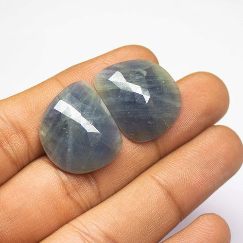 43ct, 22x19x5mm, Untreated Blue Sapphire Rose Cut Fancy Shape Matching Pair, Blue Sapphire - Jalvi & Co.