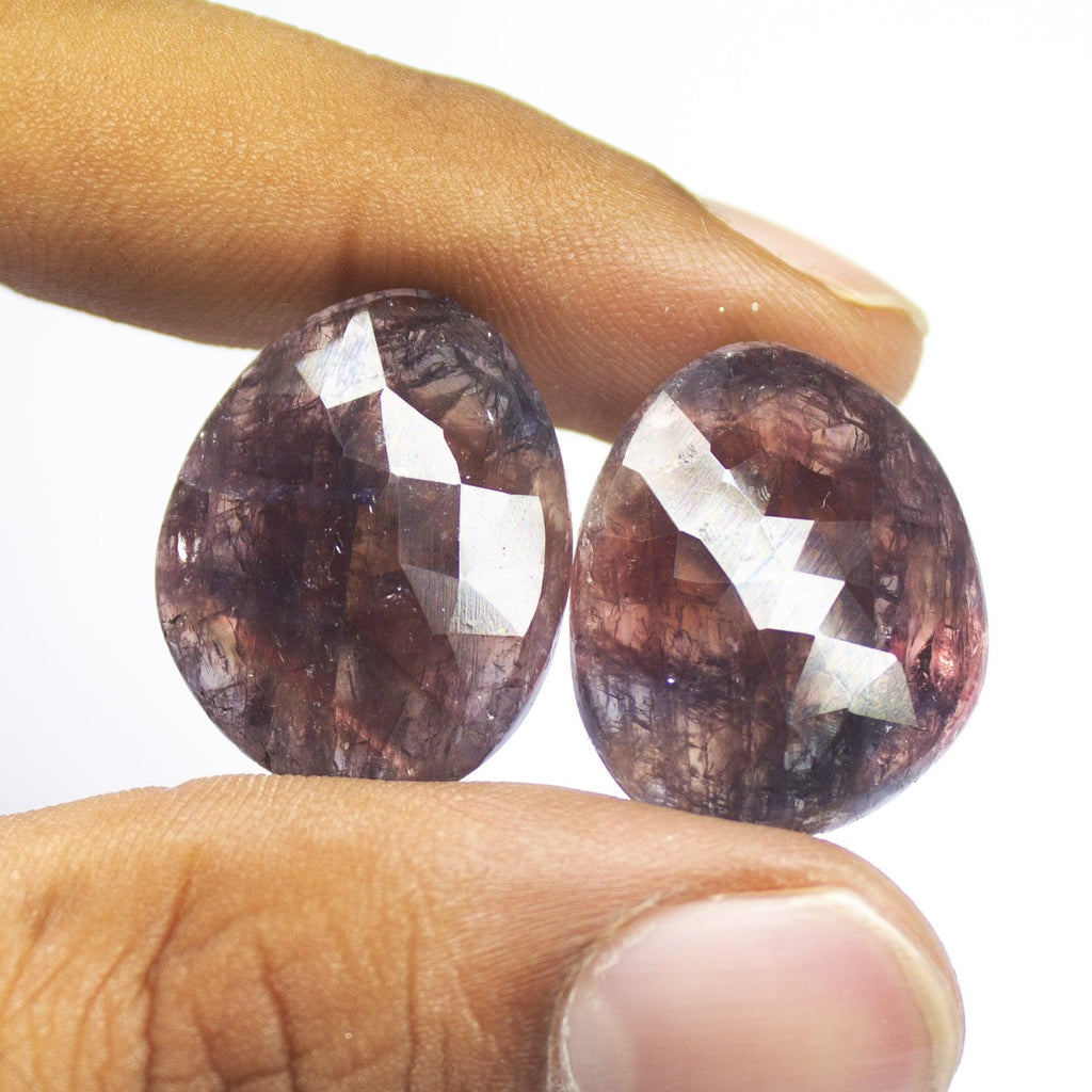 46 carats, 24x19mm, Natural Bi Pink Sapphire Rose Cut Uneven Oval Matching Pair Gemstone - Jalvi & Co.