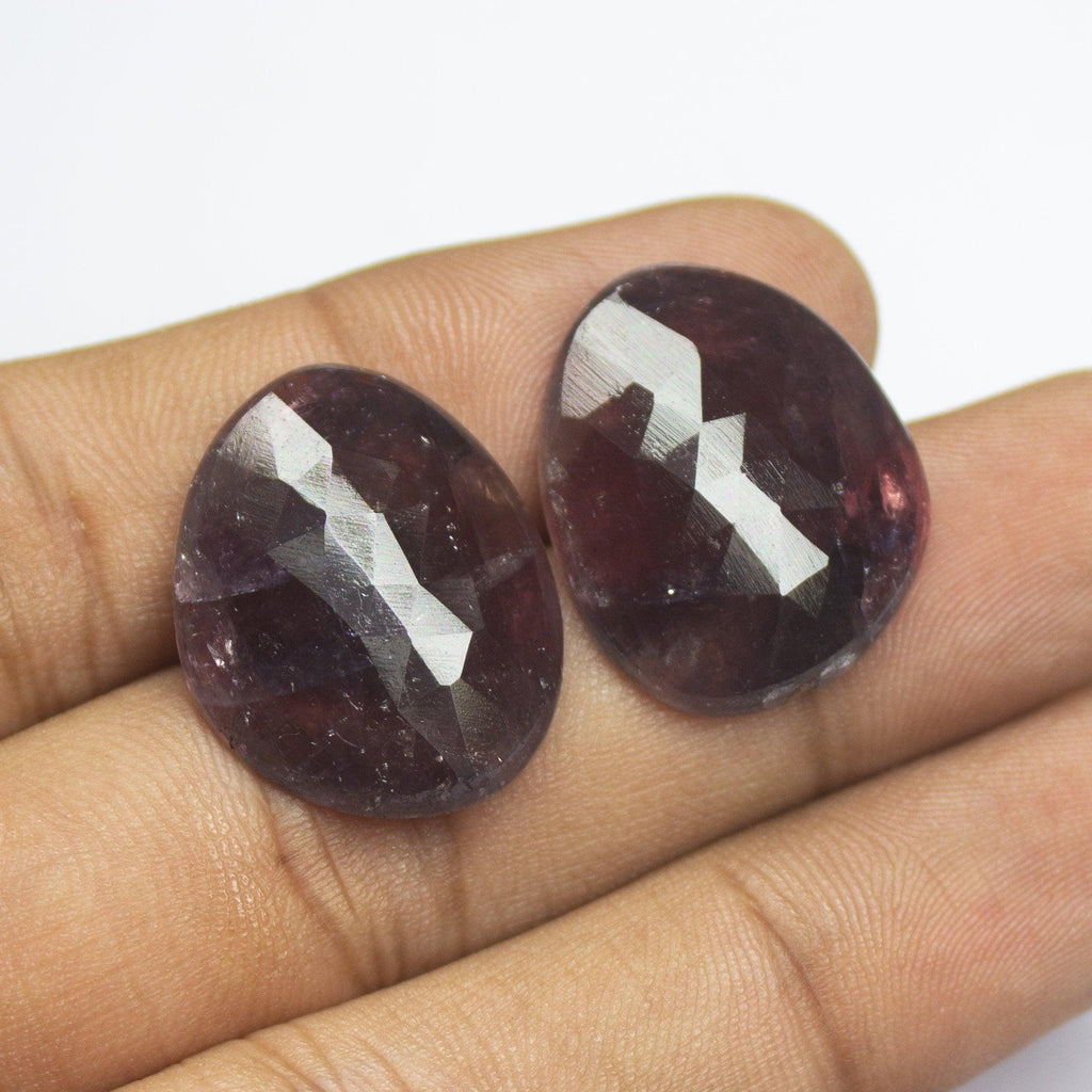 46 carats, 24x19mm, Natural Bi Pink Sapphire Rose Cut Uneven Oval Matching Pair Gemstone - Jalvi & Co.