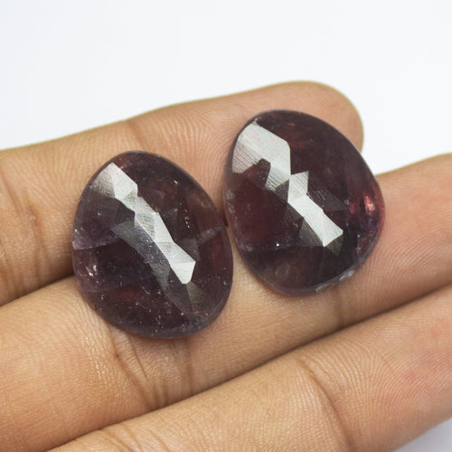 46 carats, 24x19mm, Natural Bi Pink Sapphire Rose Cut Uneven Oval Matching Pair Gemstone - Jalvi & Co.