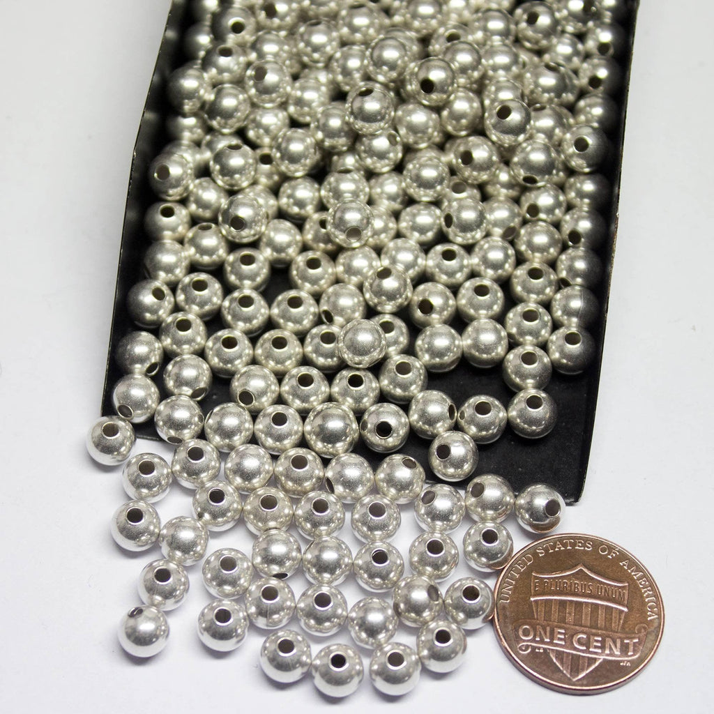 48 Round Ball Spacer Bead Silver Tone - Jalvi & Co.