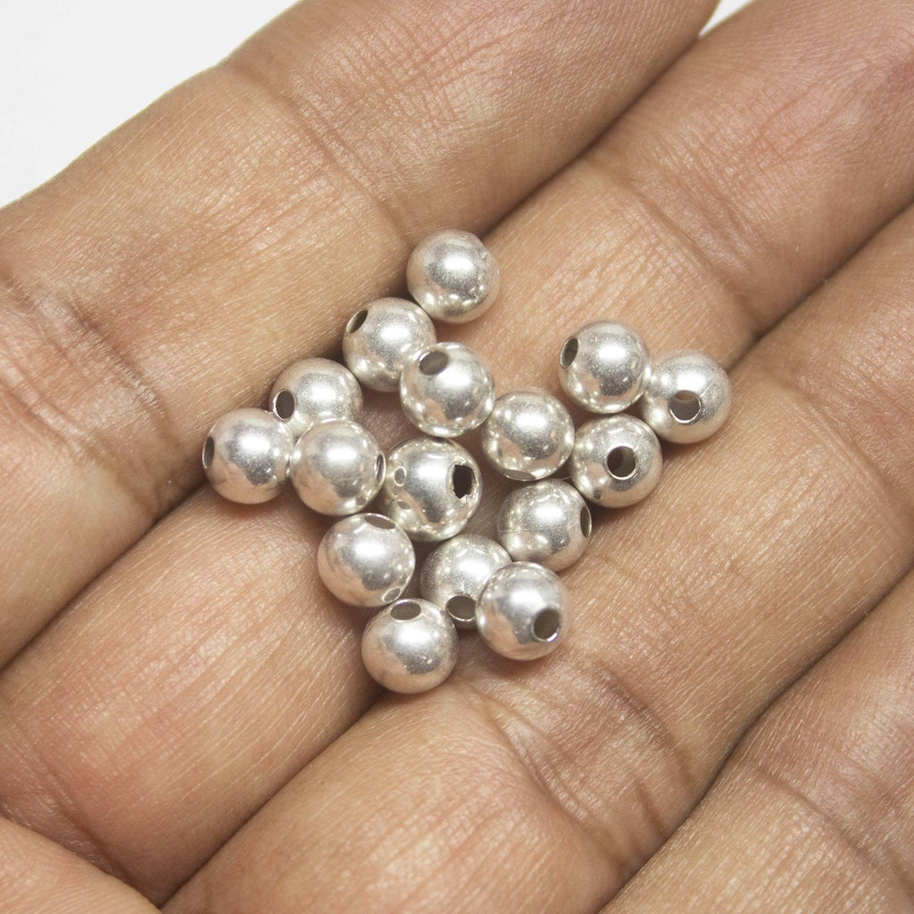 48 Round Ball Spacer Bead Silver Tone - Jalvi & Co.