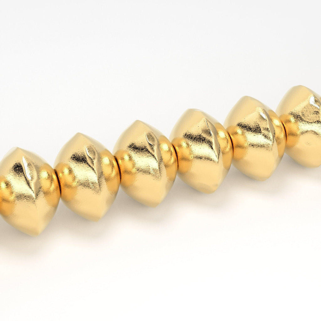 4mm 18k Solid Yellow Gold Fancy Textured Rondelle Spacer Beads (20 pieces) 2 inches long Strand - Jalvi & Co.