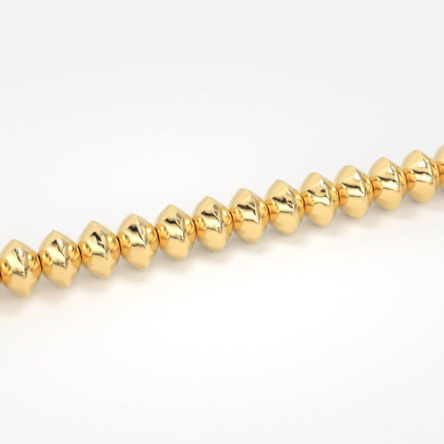 4mm 18k Solid Yellow Gold Fancy Textured Rondelle Spacer Beads (20 pieces) 2 inches long Strand - Jalvi & Co.