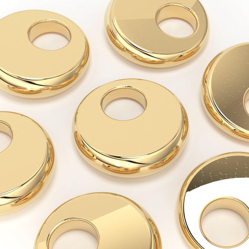 4mm 18k Solid Yellow Gold Hefty Tapered Disc Nugget Spacer Findings Beads (5 pieces) - Jalvi & Co.