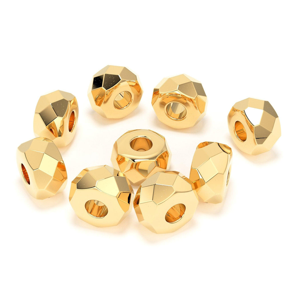 4mm Sturdy and Strong Solid Yellow Gold Faceted Rondelle Spacer Beads (5 pieces) - Jalvi & Co.