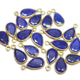4pc, 14mm, Lapis Lazuli Faceted Pear Briolette Shape 925 Sterling Silver Gold Vermeil Connector, Lapis Lazuli Connector