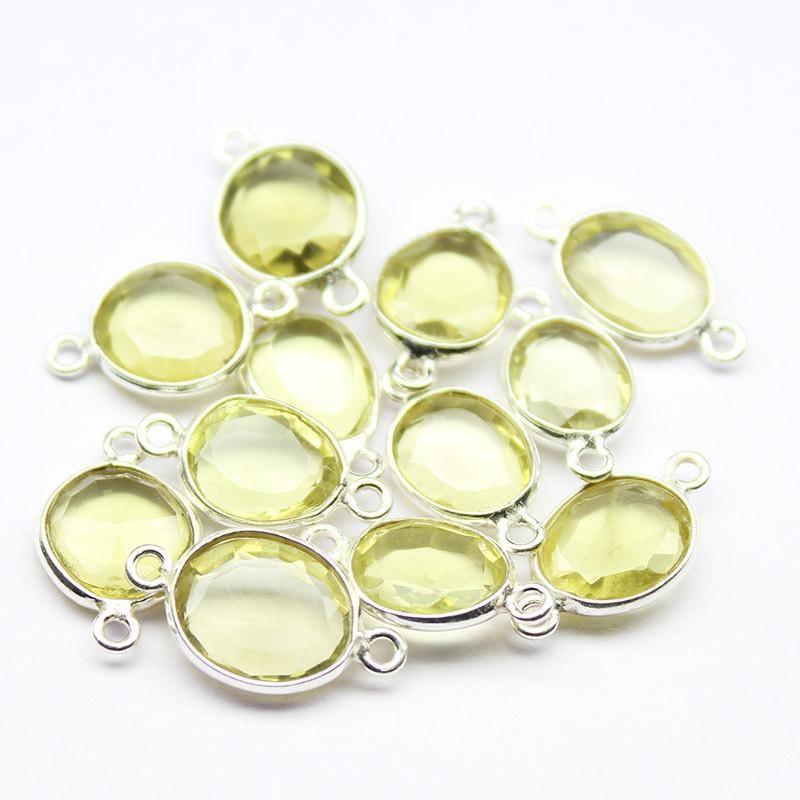 4pc, 15mm, Lemon Quartz Oval Briolette 925 Sterling Silver Charm Pendant, Quartz Charm, Quartz Pendant - Jalvi & Co.