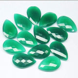 4pc, 25x16mm, Natural Green Onyx Faceted Pear Drops Briolette Side Drilled Beads