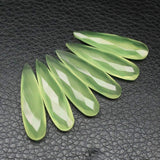 4pc 30x8mm  Natural Green Chalcedony Faceted Pear Drop Beads